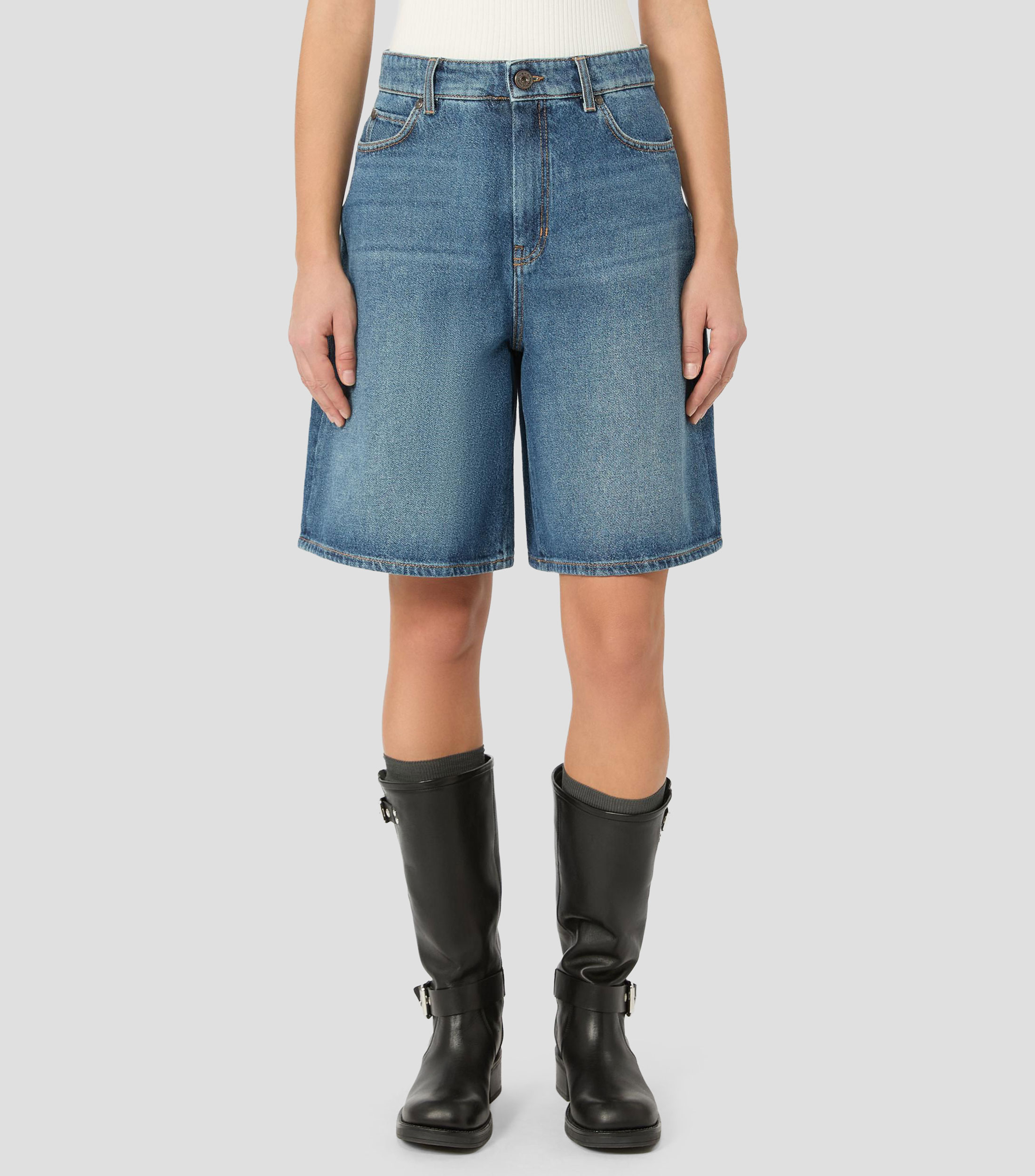 Short de mezclilla liso Mujer